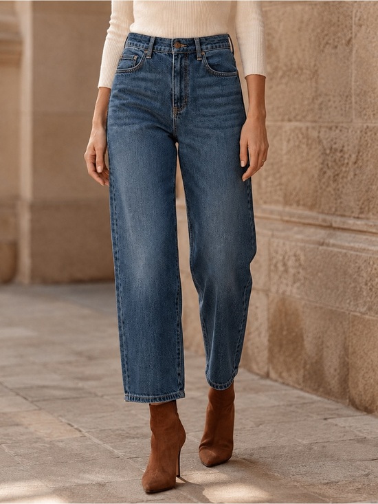 Pilcro Denim - Pilcro High-Rise Relaxed Wide-Leg Cropped Slight Barrel Jeans 28 Petite